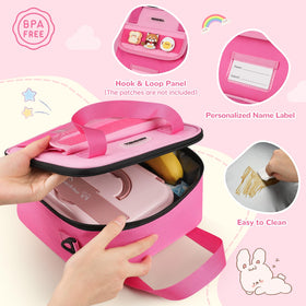 REDSHELL Kids lunch box side pocket for water bottle access and organization.
