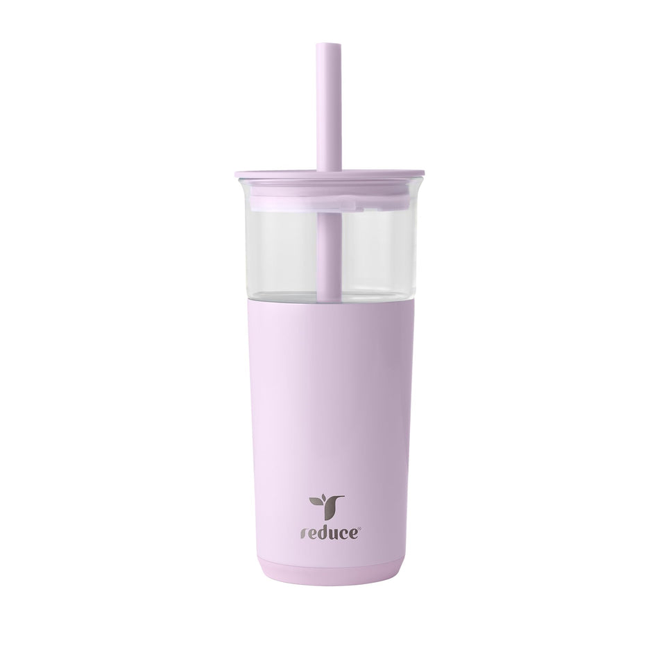 Reduce Aspen 20oz glass tumbler with lid keeps drinks cold up to 12 hours.
