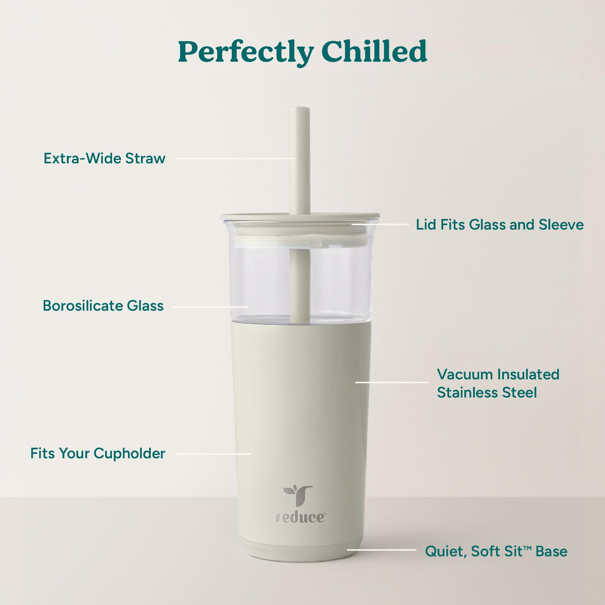REDUCE Aspen wide-straw design ideal for boba and thick smoothies.