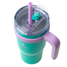 REDUCE Cold1 tumbler teal demonstrates the 3-in-1 lid for versatile sipping.