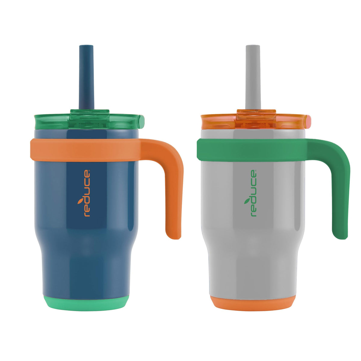 REDUCE Coldee kids tumbler grey and navy, 14oz two-pack for on-the-go hydration.