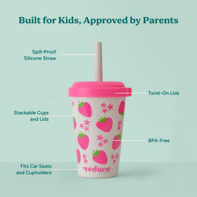 REDUCE GoGo's lids twist-on secure sipping during travels and car rides.