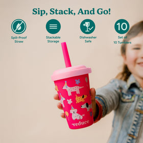 REDUCE GoGo's spill-proof straw tumbler keeps drinks contained during playdates.
