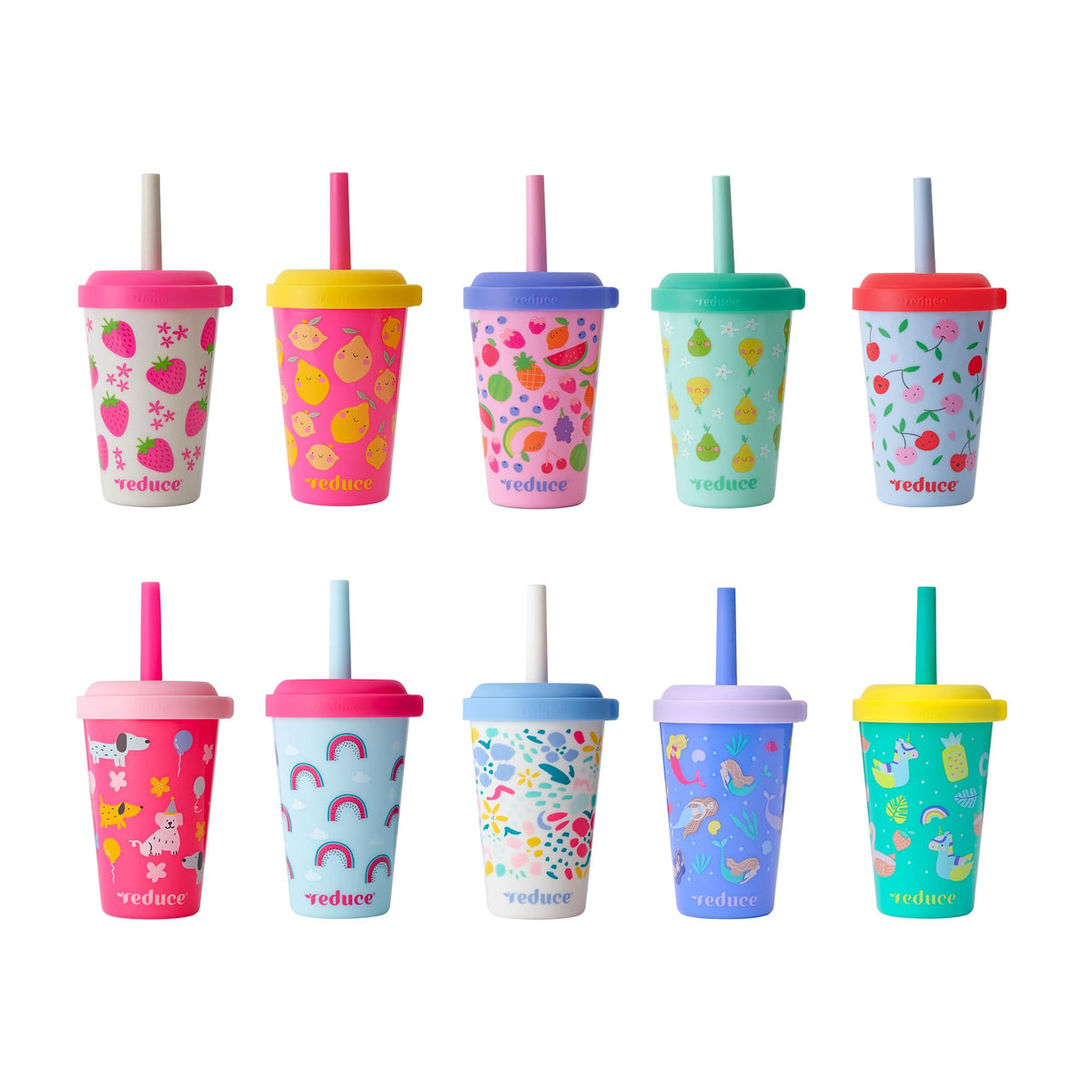REDUCE GoGo's kids tumbler stackable 12 oz with twist-on lid for easy storage.