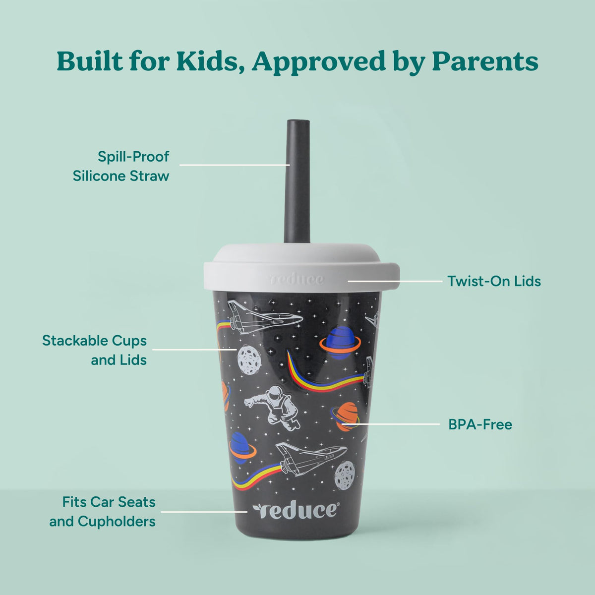 REDUCE GoGo tumbler lids secure beverages for travel and car rides.