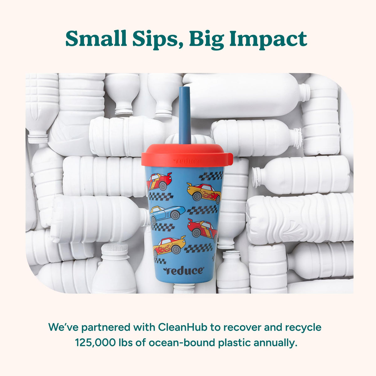 REDUCE GoGo cups feature vibrant designs to spark kids' sipping.