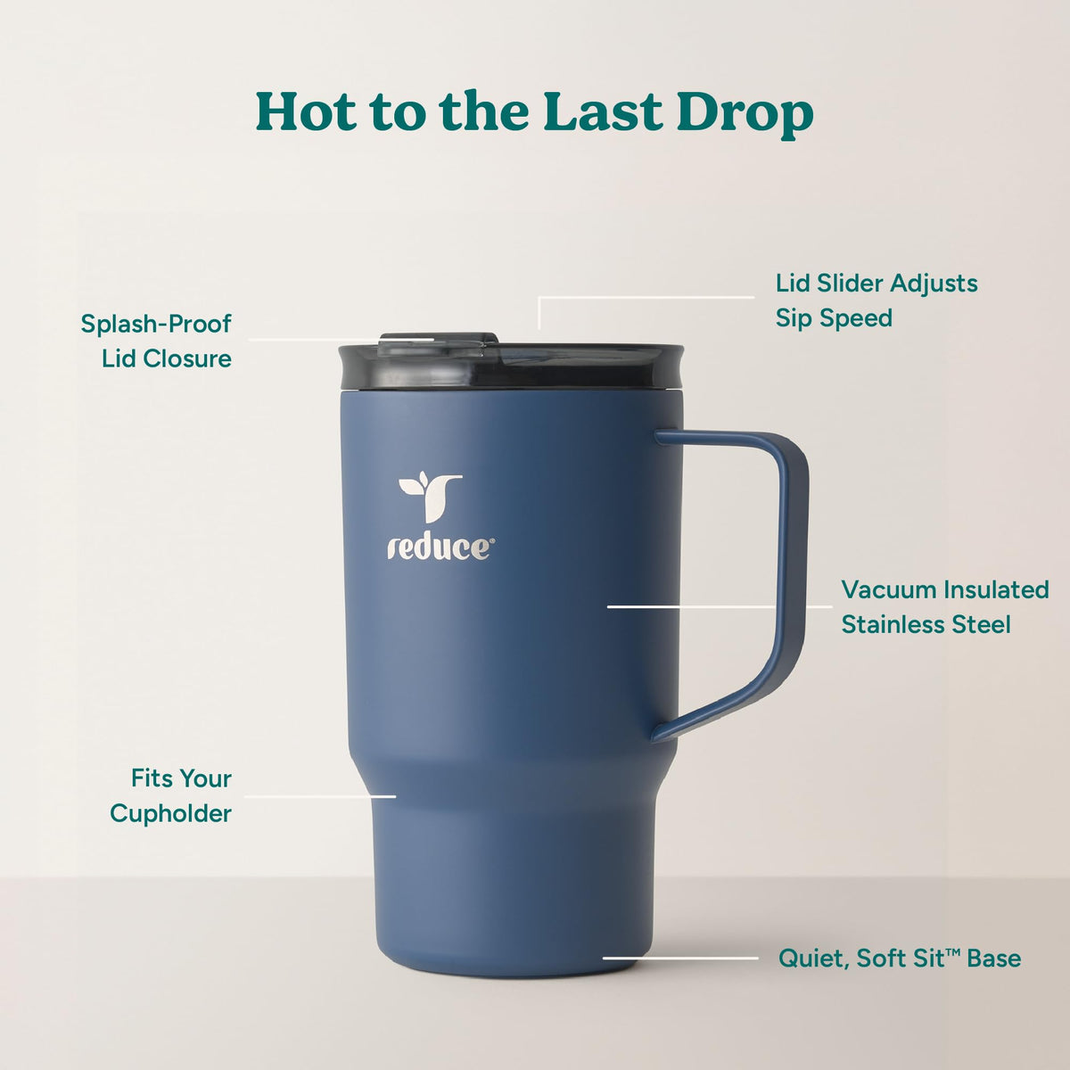 REDUCE Hot1 18 oz mug fits most cupholders for easy travel