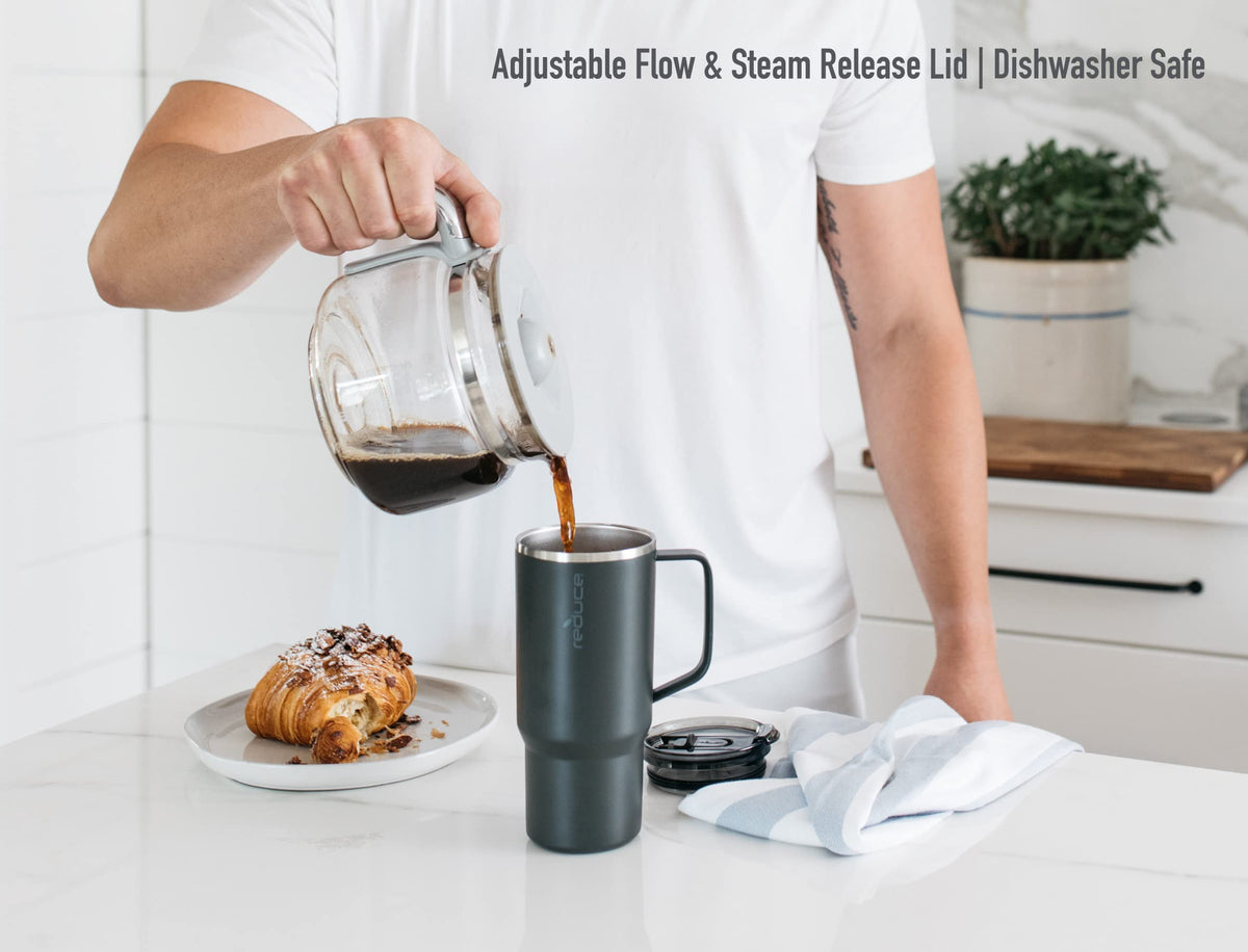 REDUCE on-the-go lid provides spill protection during travel