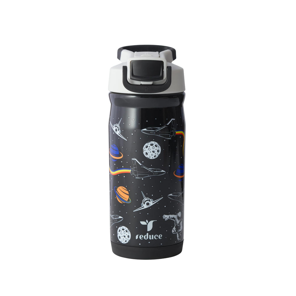 REDUCE Hydrate Pro Kids 14oz bottle with galaxy finish, front view for school hydration.