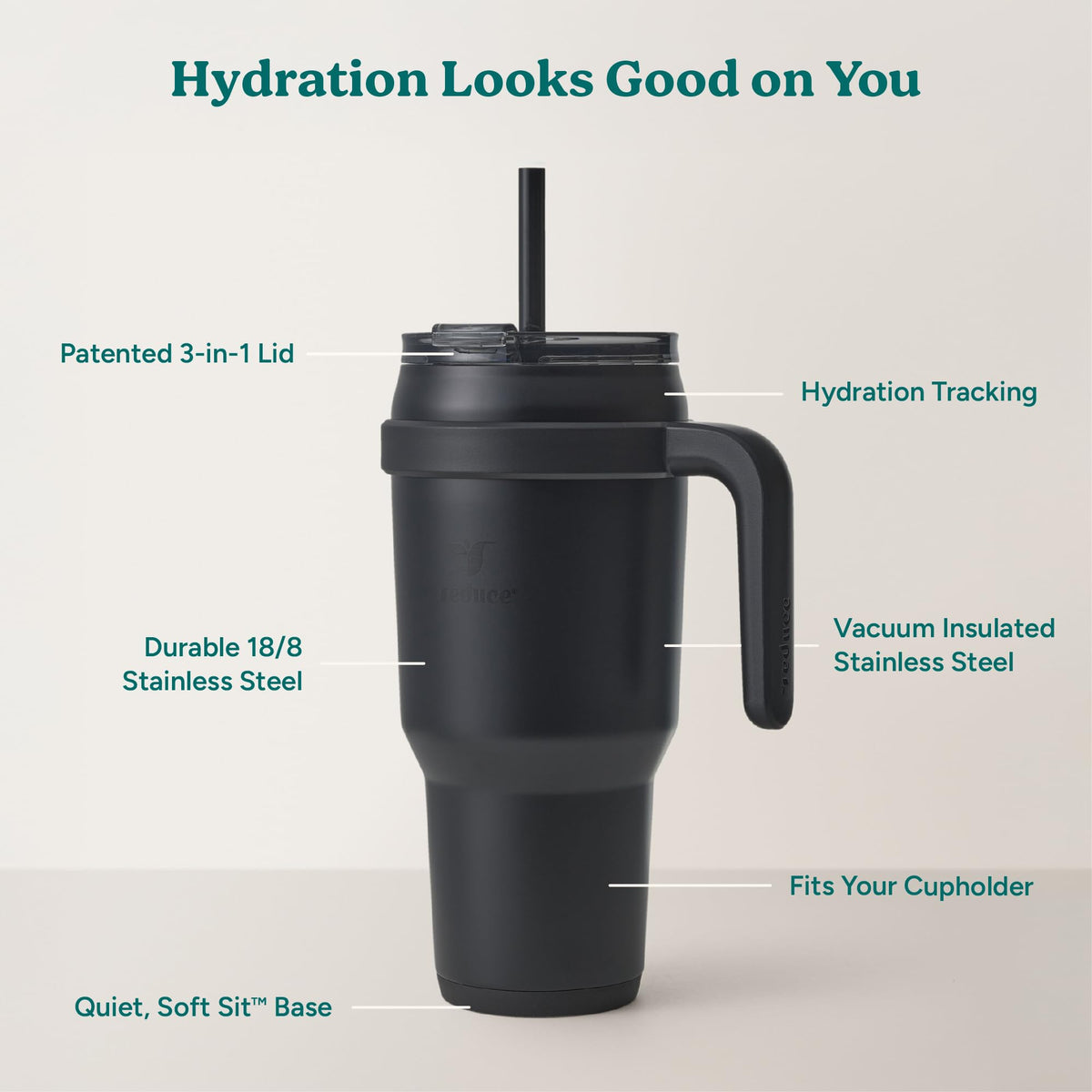 REDUCE Phantom 40oz tumbler with straw for reusable hydration
