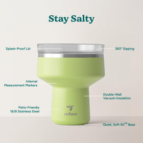 REDUCE Saltini 16 oz tumbler ideal for outdoor party settings with shatterproof construction
