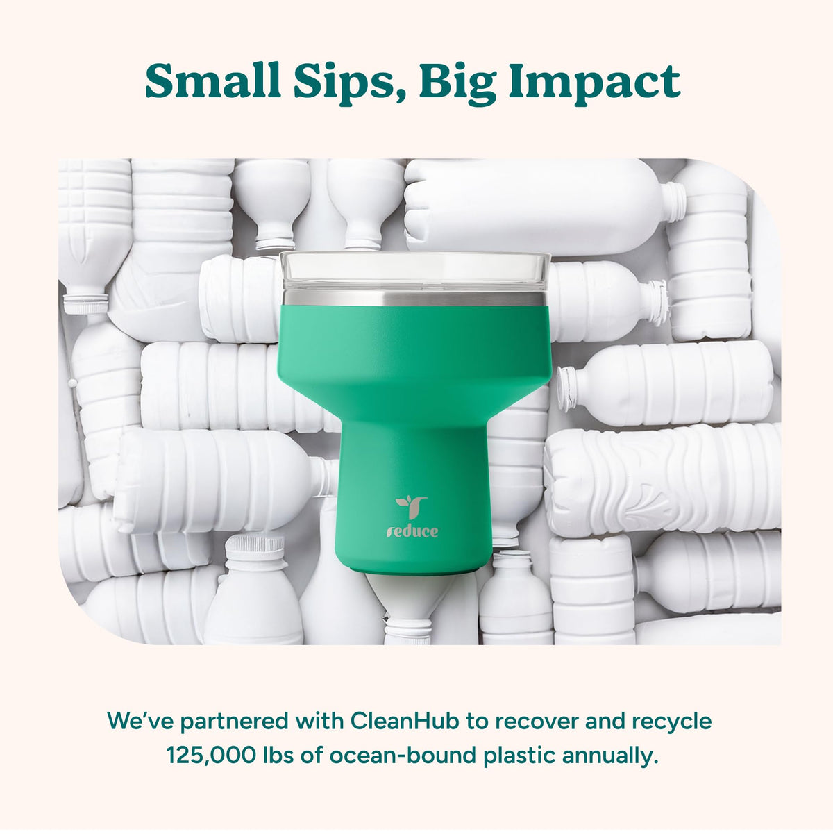 REDUCE Saltini 360 lid offers sipping freedom without spills.