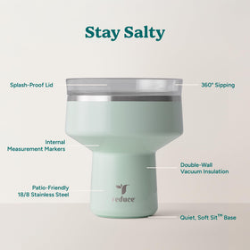 REDUCE Saltini shatterproof stainless-steel construction for safe outdoor parties.