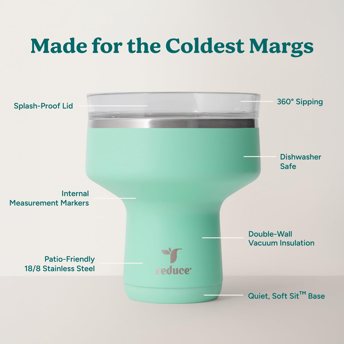REDUCE Saltini shatterproof stainless steel tumbler for carefree outdoor use.