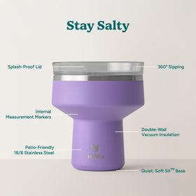 REDUCE Saltini stainless steel martini tumbler is shatterproof for outdoor use.