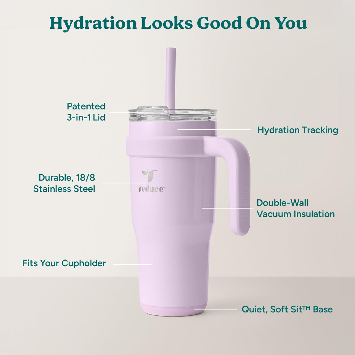 REDUCE dual-wall insulation Lilac Bud keeps drinks cool and condensation-free