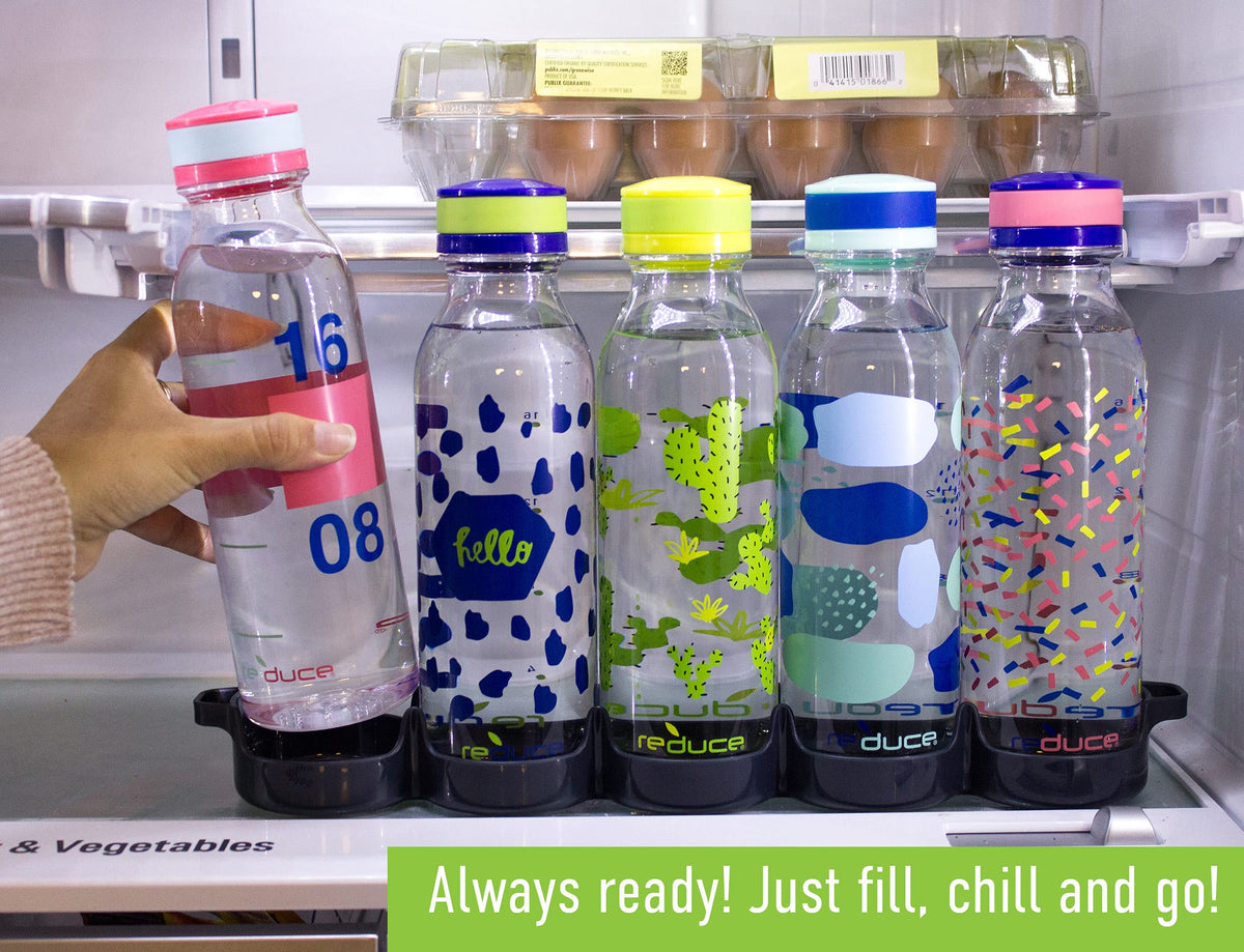 REDUCE WaterWeek fridge-tray keeps bottles organized in the fridge or gym bag