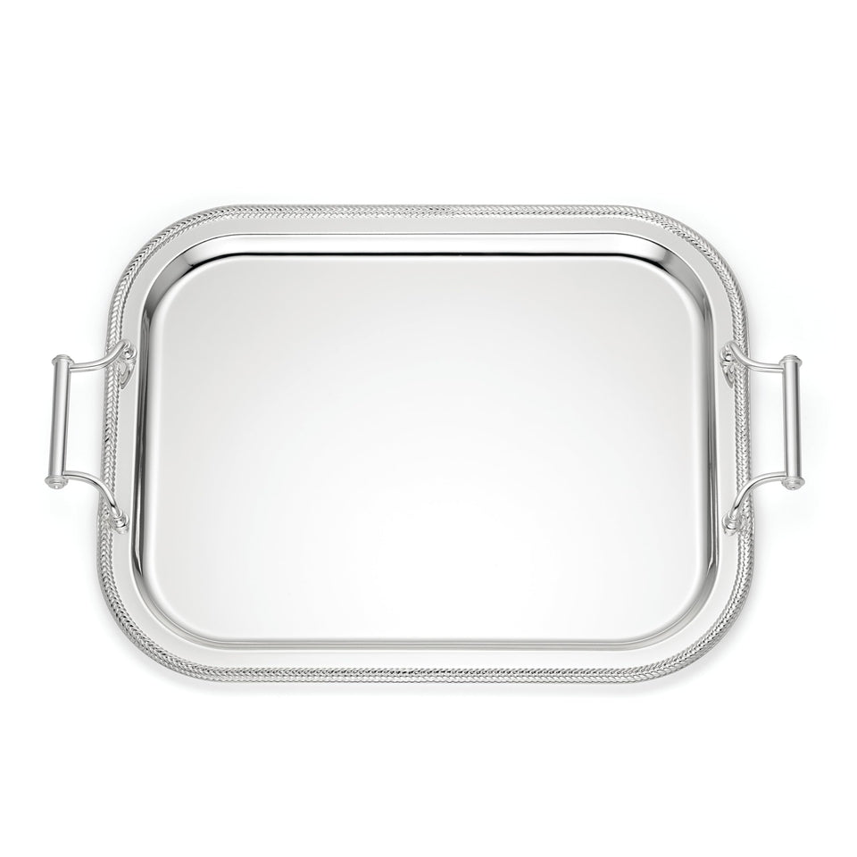 Reed & Barton 896102 rectangle silverplate tray with handles for elegant centerpieces.