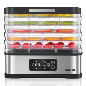 Reemix 5-Tier dehydrator with BPA-free trays enables compact drying of fruits and herbs