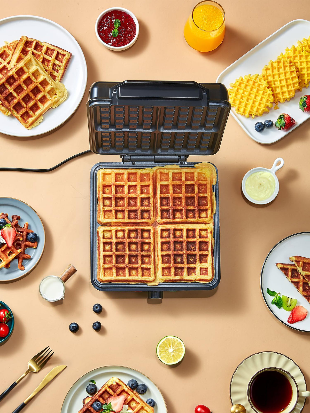 Reemix waffle maker silver and black finish complements kitchens