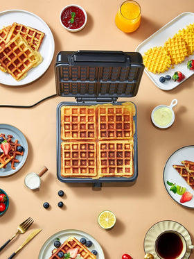 Reemix waffle maker silver and black finish complements kitchens
