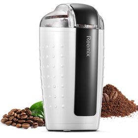 Reemix coffee grinder with 3.5 oz capacity for fresh grounds and multiple cups.