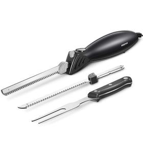 Reemix electric knife carving blade ready to slice roast with ease.