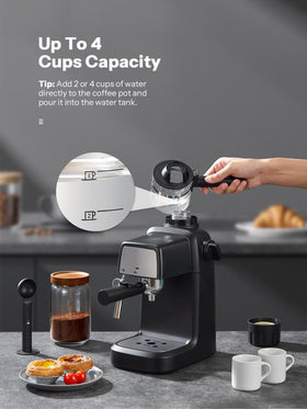 Reemix Espresso Machine dimensions illustrate its space-saving size