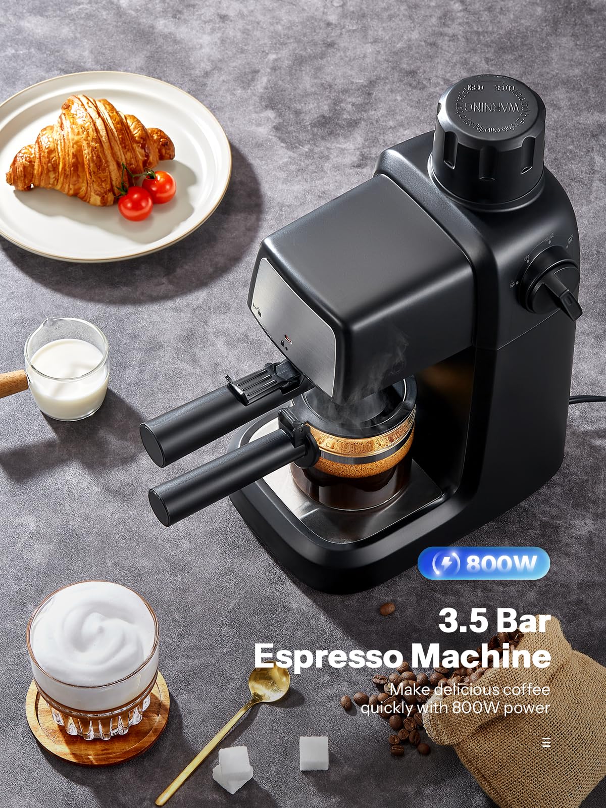 Reemix Espresso Machine steam wand in use for creamy milk drinks