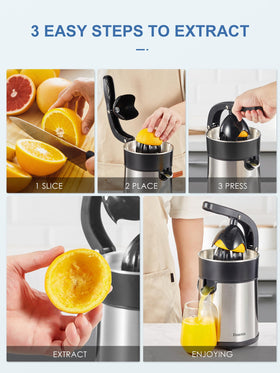 Sturdy base and non-slip feet keep the Reemix juicer stable during use.