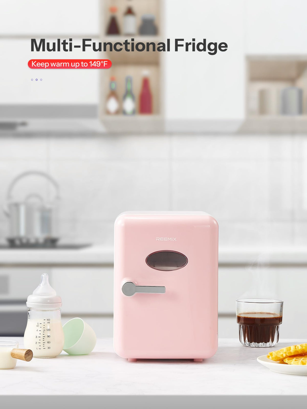 Reemix mini fridge dorm bedside setup keeps essentials within reach