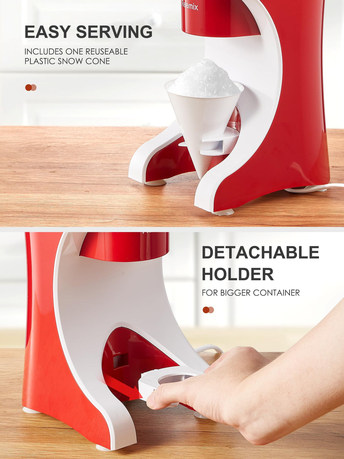 Reemix shaved ice in use for fast, customizable treats