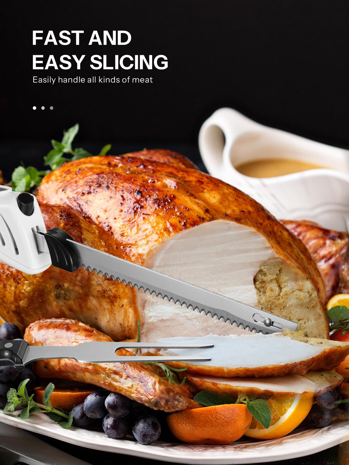 Reemix Z3042 electric knife with bread blade for crusty loaves.