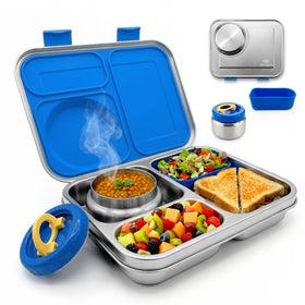 REFQAH stainless steel bento lunch box with 3 compartments for daily meals