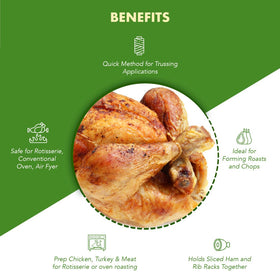 Regency Wraps trussing bands securing a turkey roast for even cooking.