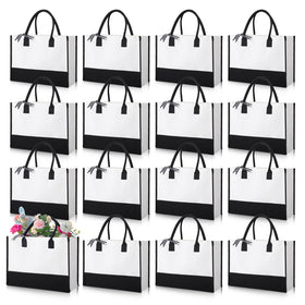 Reginary 12-pack initial tote bag with stripe ribbons for stylish gifts and everyday carry