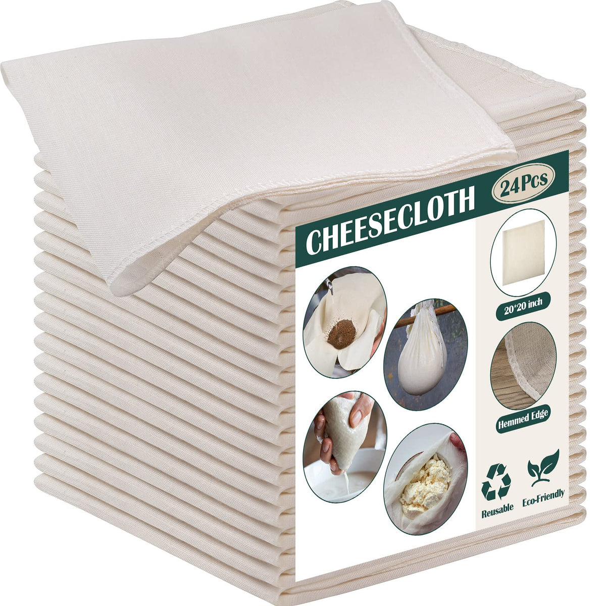Reginary cheesecloth bulk pack, 50x50 cm, ready for straining and cooking prep.