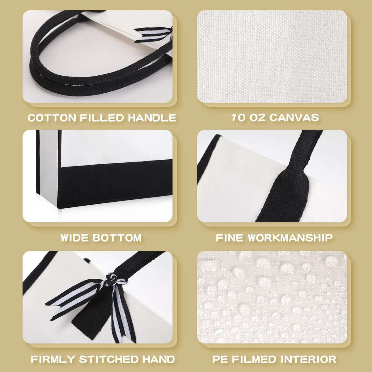 Reginary canvas tote highlighting classic two-tone stitching for retro charm