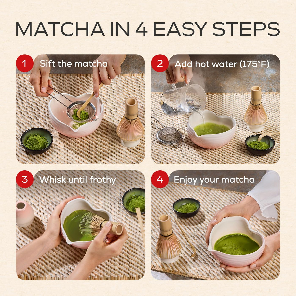 Rehny's five-piece set supports a complete matcha routine