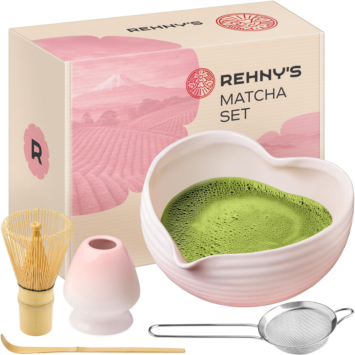 Rehny's heart-shaped matcha bowl with smooth glaze for mindful ritual