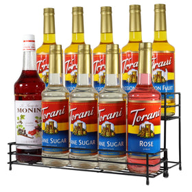 Rehuei coffee syrup organizer displaying 10 bottles for easy flavor selection