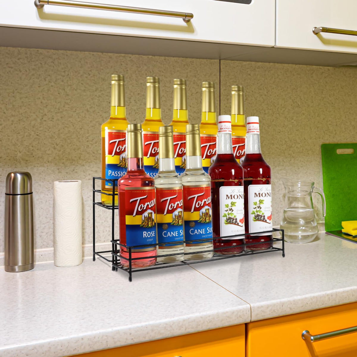 Rehuei metal organizer on a kitchen counter for a stylish coffee station
