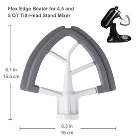Reikame Flex Edge Beater scrapes bottom while blending batter for thorough results.