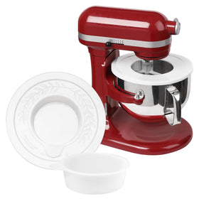 Reikame mixer bowl lid cover on a KitchenAid bowl for splatter-free mixing.