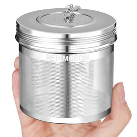 Reinmoson large tea ball infuser with threaded lid for secure brewing.