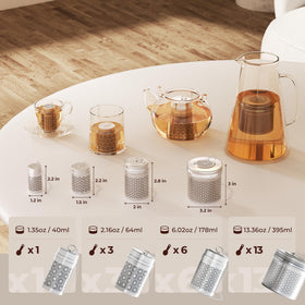 Reinmoson tea strainer on mugs, teapots, or bottles for mess-free brewing.