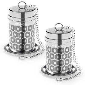 Reinmoson tea strainer 2-pack with fine mesh for clean loose tea infusion.