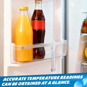 Relaxweex refrigerator temperature monitor in use inside a fridge.