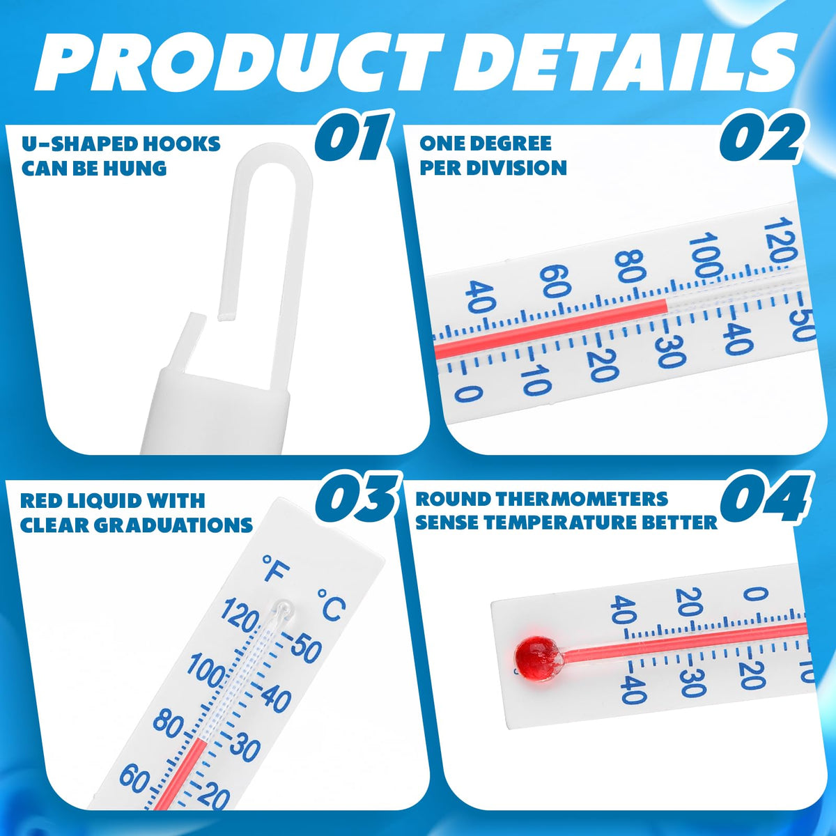Relaxweex dual-scale readout shows Fahrenheit and Celsius at a glance.