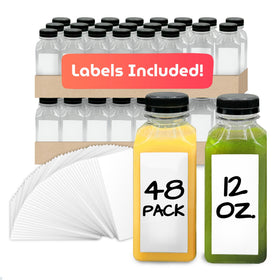 Reli 12oz square juice bottle with cap, leak-proof for on-the-go beverages